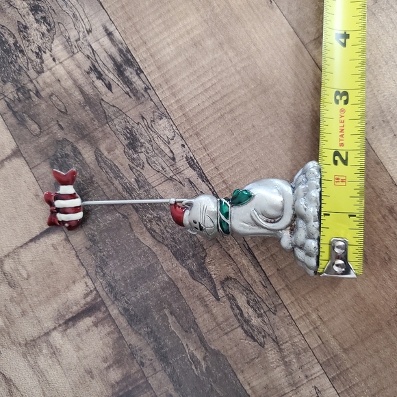 Pewter silver cat kitten place card picture holder Christmas santa cat and fish - Picture 12 of 14